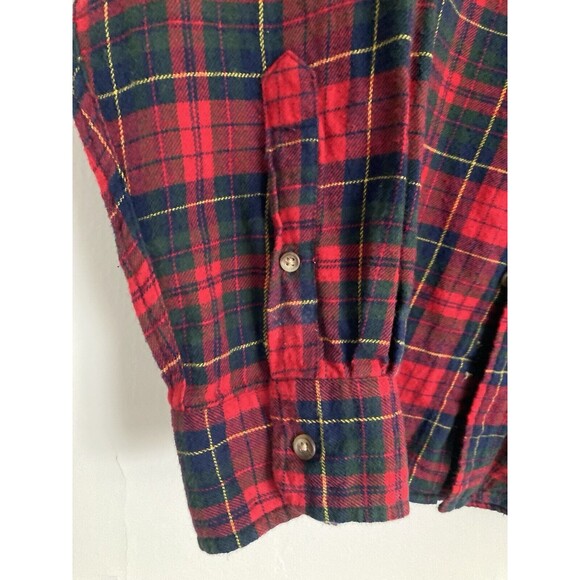 Chaps Ralph Lauren Men's Flannel Button Up Shirt XL Red Plaid Crest - Picture 9 of 12